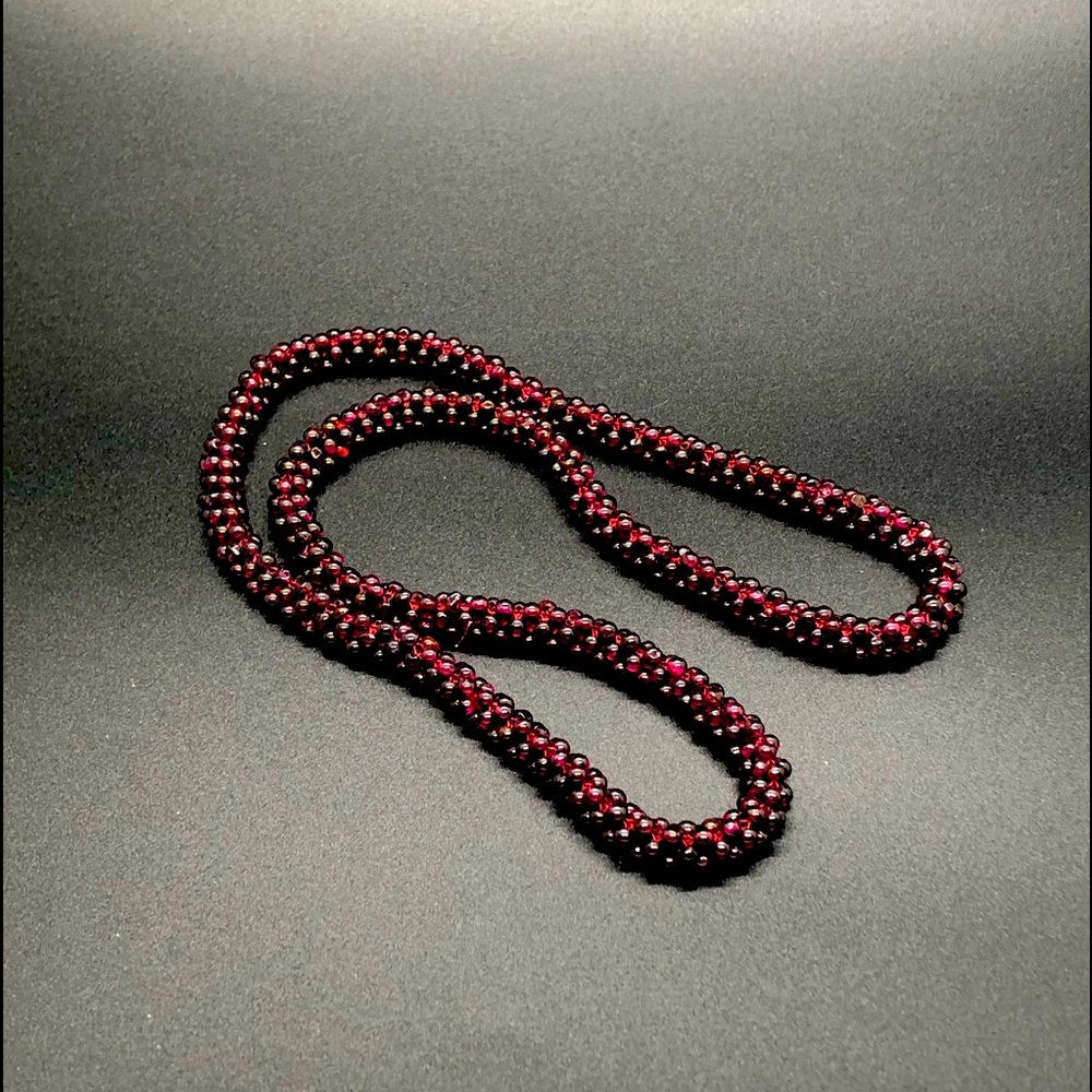 Vintage garnet cluster rope necklace